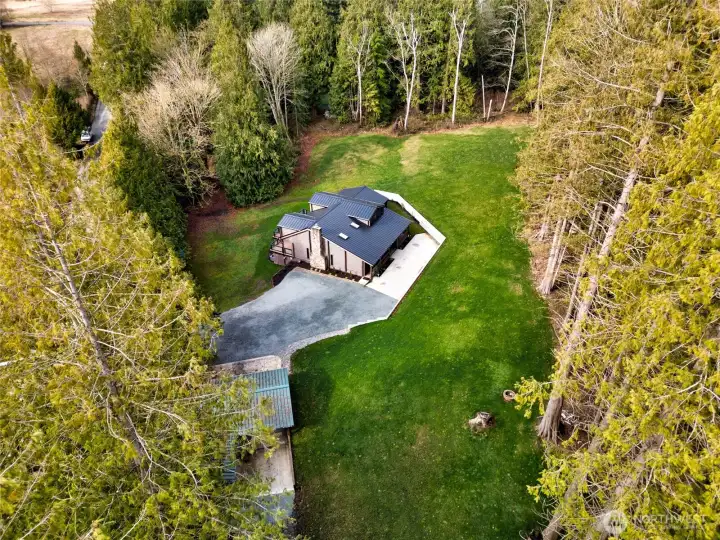 Drone view of property.