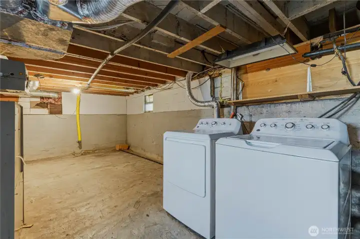 Basement contains the Washer & dryer, updated plumbing & electrical access.