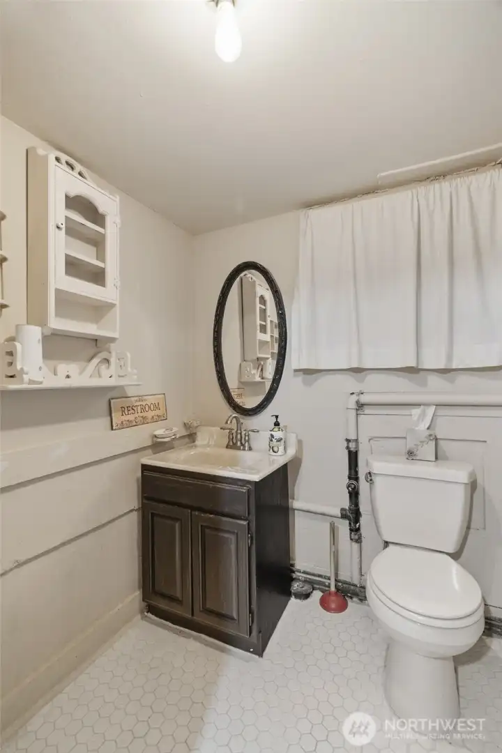 1/2 bath on lower level.