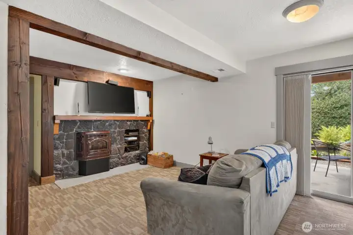 Basement bonus room w/ pellet stove Basement bonus room w/ pellet stove