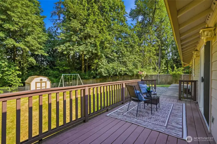 Back deck overlooking the backyard. Back deck overlooking the backyard.