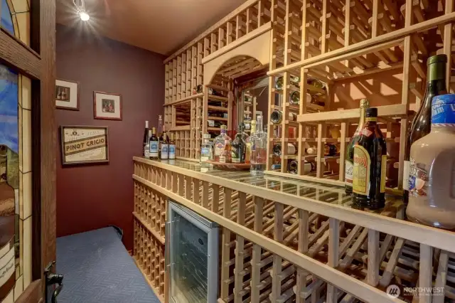 Charming wine room opens off formal dining room.