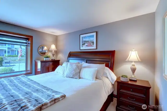 A second bedroom upstairs adjoins the guest bathroom.