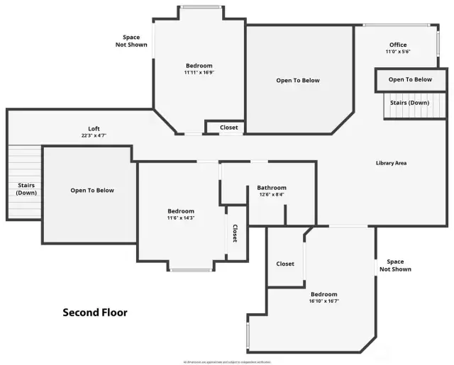 Upper level floor plan.