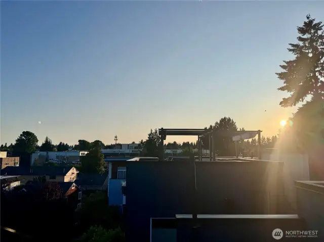 Gorgeous sunsets atop your roof deck, views of the mountains, Licton Springs park, peeks of Rainier, so much privacy and so much space!