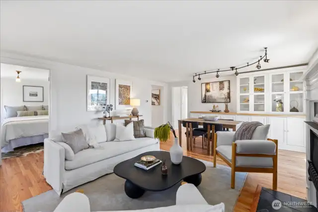 Custom built-ins add storage in the dining area. Office or second bedroom off of living room.