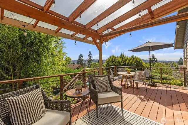 Covered deck to enjoy the summer evenings and sunsets.