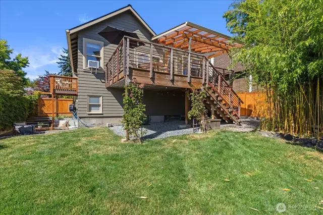 Huge back yard as well with hot tub, shed, extra under deck storage and options to add a gate and fench back in for total ADU usage.