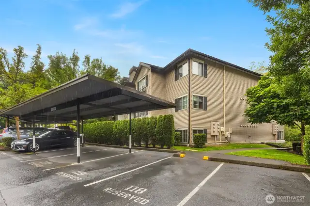 1 covered spot with the unit.  Easy street parking available in addition to guest spots.