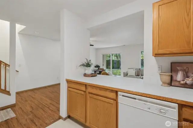 There is great natural light coming from the patio doors and back windows.