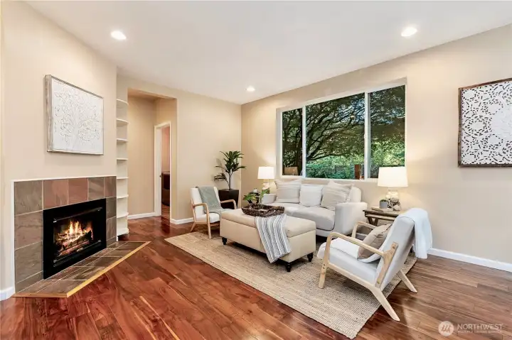 Cozy gas fireplace