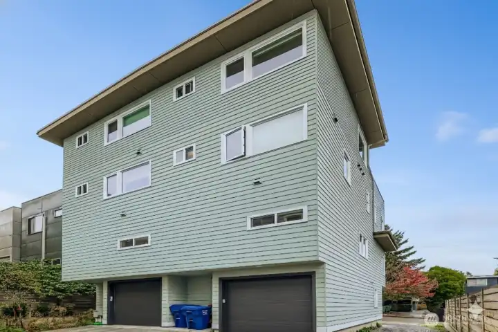 Rear of home and garage access.