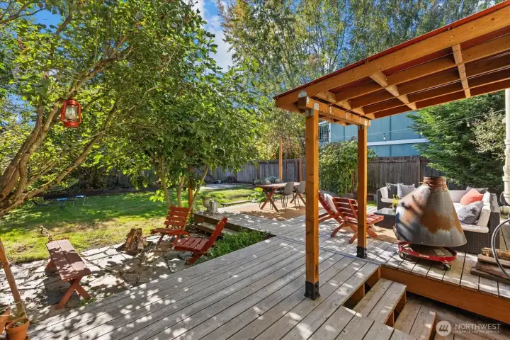 Newly built deck for outdoor gatherings.