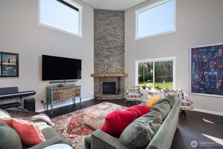 stunning rock fireplace