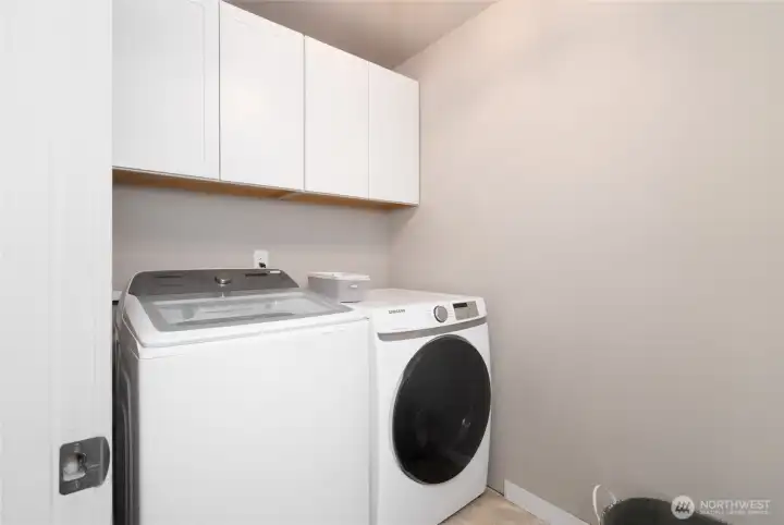 2nd floor laundry with cabinets