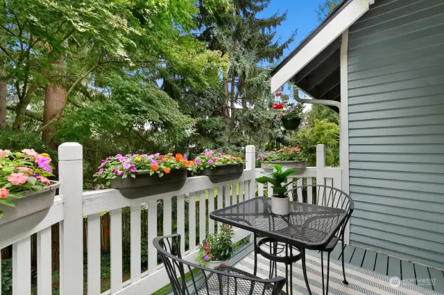 Another view of the balcony and greenery. Planters go with sellers.