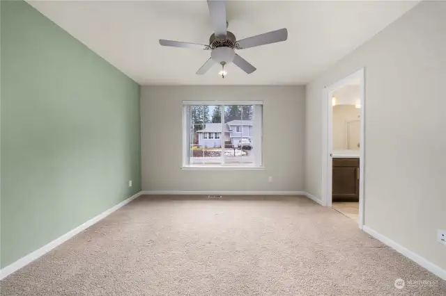 Primary bedroom overlooks the front of the house.