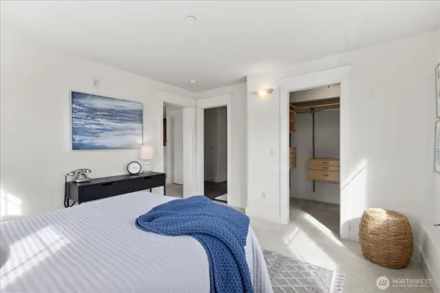 Pocket doors for easy access to you closet, bathroom and bedroom.