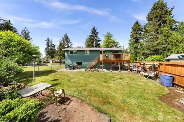 Fenced Backyard with Shed.