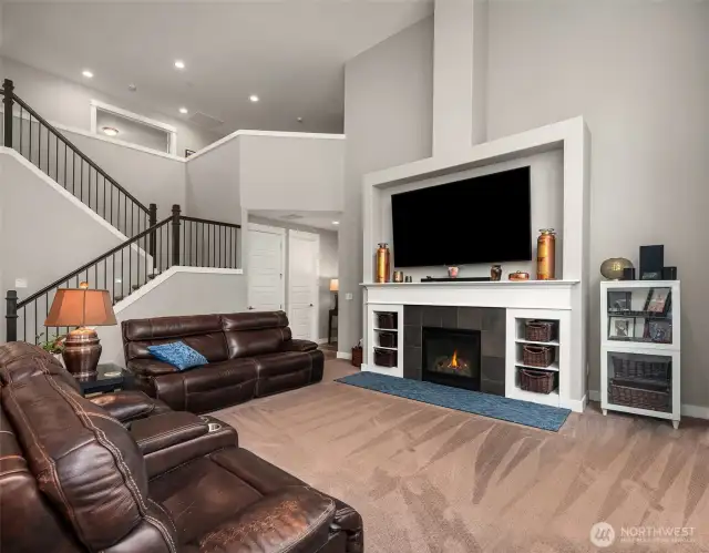 Gas fireplace adds to this great room