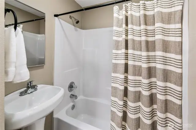 Bath on lower level.