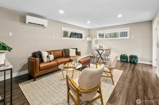 Lower level living room; notice the A/C.