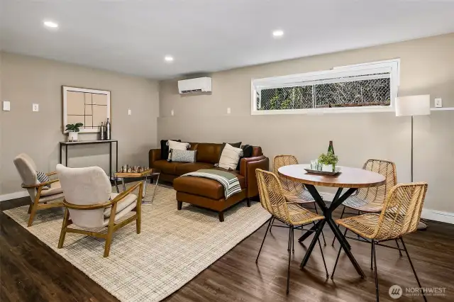 Lower level living room; notice the A/C.
