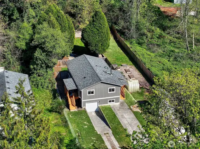 Tons of privacy and space around the house.