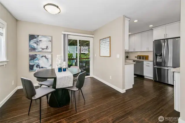 Kitchen is open and has a nice island. Dining room has access to a covered porch. All remodeled in 2018.
