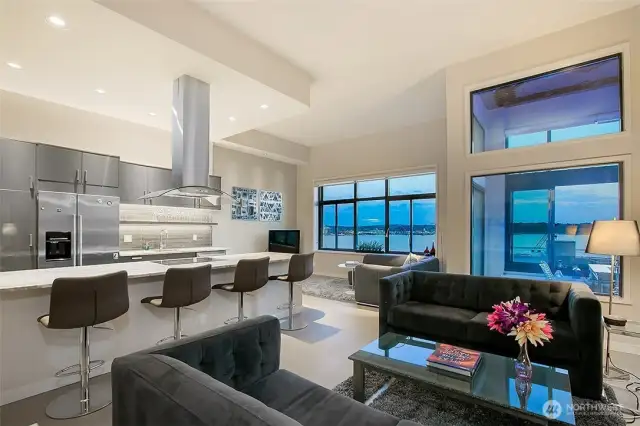Walls of windows frame coveted unobstructed views of Elliott Bay.