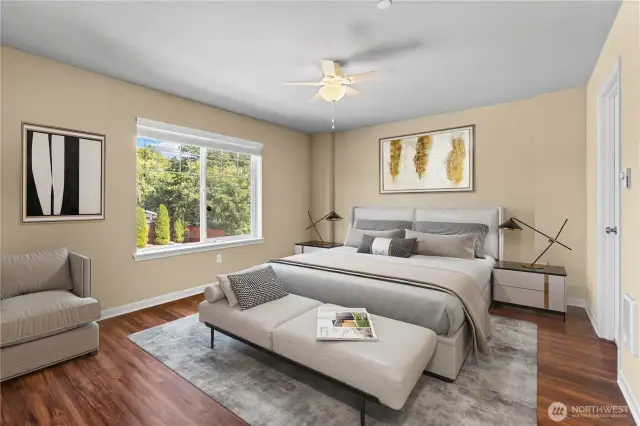 Primary Bedroom w/Ceiling Fan (Virtually Staged)