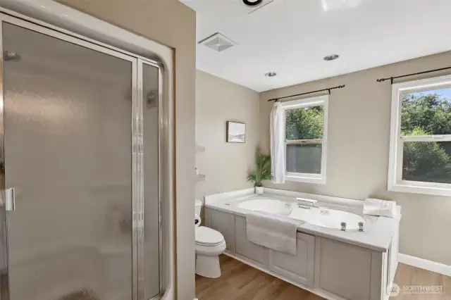 Unwind and recharge in the luxurious soaking tub, the perfect retreat to melt away the stress of the day.