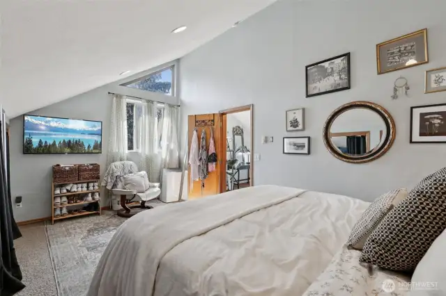 Bedroom located within the second wing of the home.