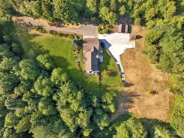 Aerial top view of the home.