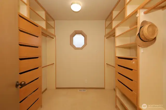You'll have a walk-in closet system to keep you organized.