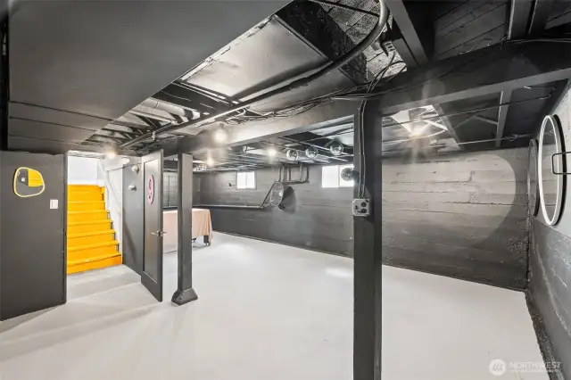 Fun family room, art room or hangout space in the basement