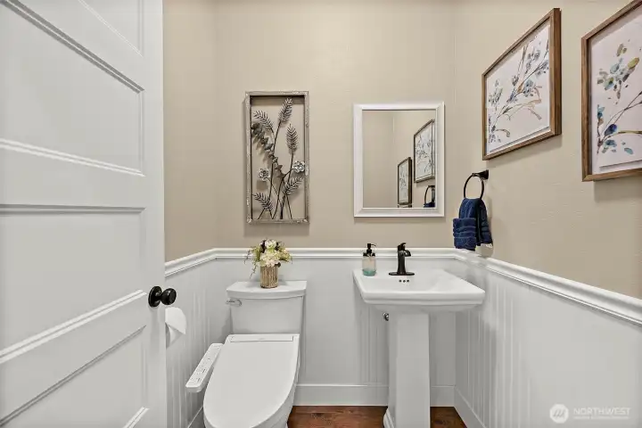 Powder room just off dining room