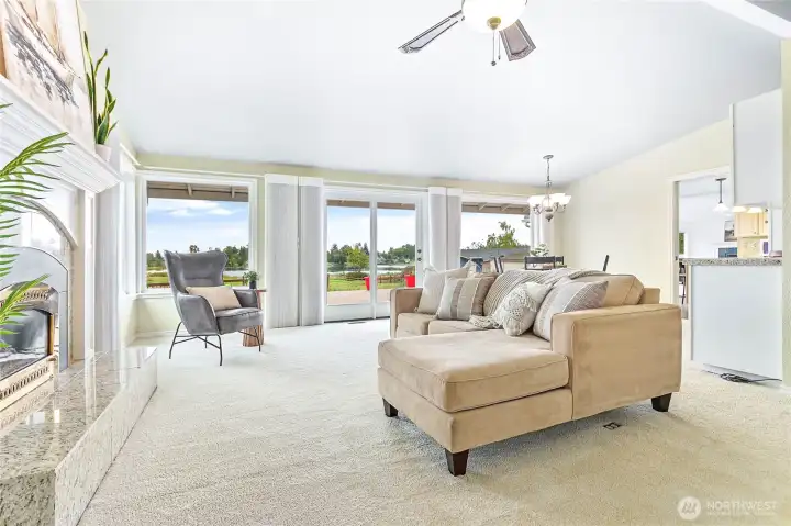 The home has southern exposure and there are great views out into the private backyard.