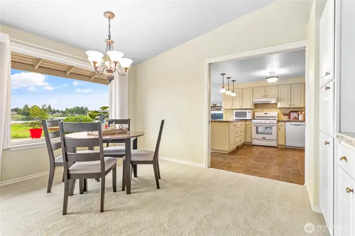 There is a sliding set of French doors that can close off the kitchen area.