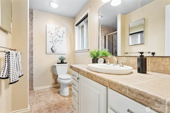 3/4 bathroom off of the Primary Bedroom.