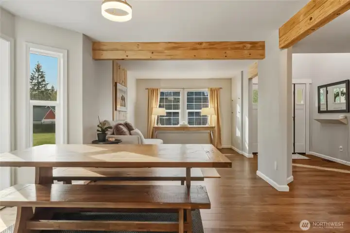 Dining area is able to accommodate most larger furniture.