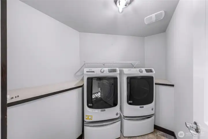 Laundry upstairs with bedrooms!