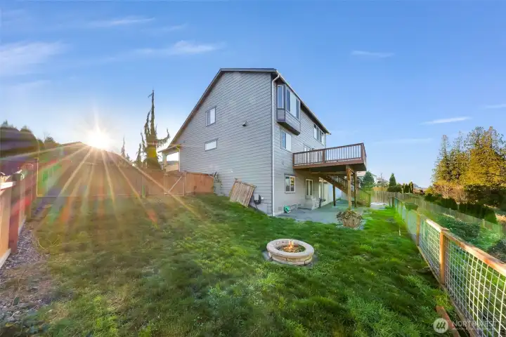 Backyard with fire pit