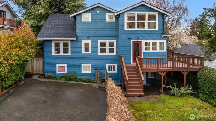 Pull into the big driveway from the back