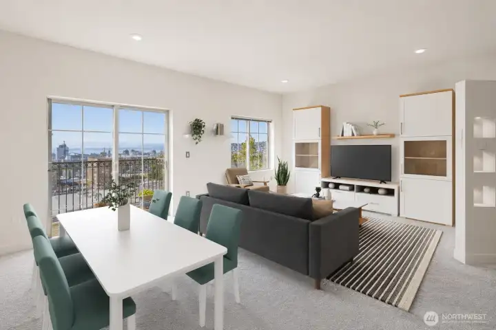 Dining room + living room
