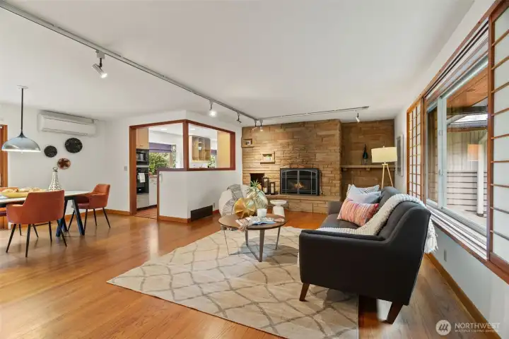 Living room with fireplace