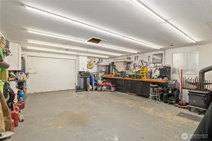 Large garage space plus a work shop area Large garage space plus a work shop area