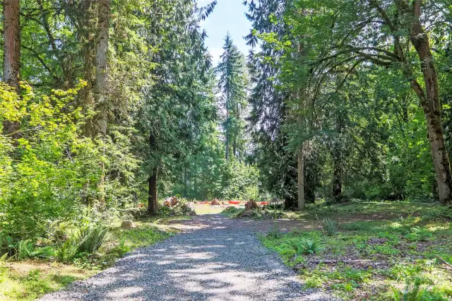 Beautiful flat, cleared build area for your new home straight ahead! Plans include a pool with pool house that would be off to the right and a multi-car auto court to the left.