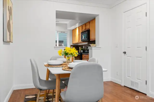 nice dining area with closet in room