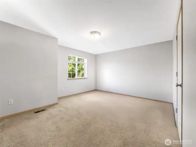 This is the largest of the other two bedrooms. Plenty of room in here for a Queen or King Size bed if needed.  There is a door in the right of this photo to the bathroom.